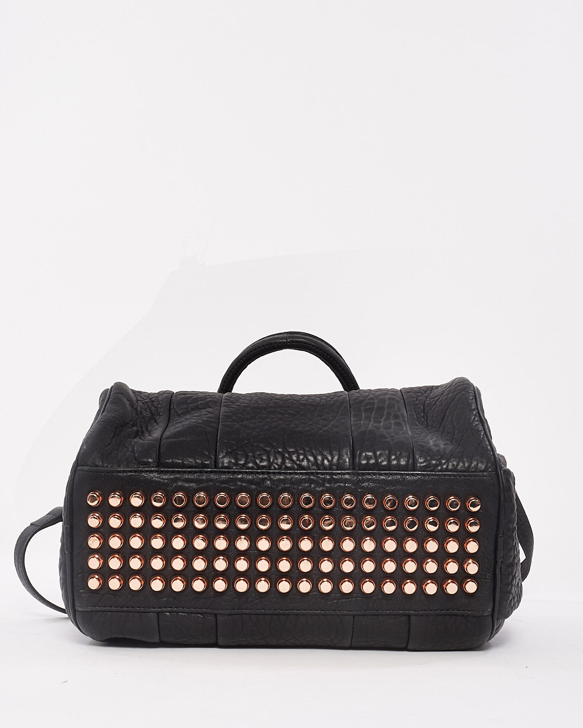 Alexander Wang Black Pebble Lambskin 
Rose Gold Studded Rocco Bag