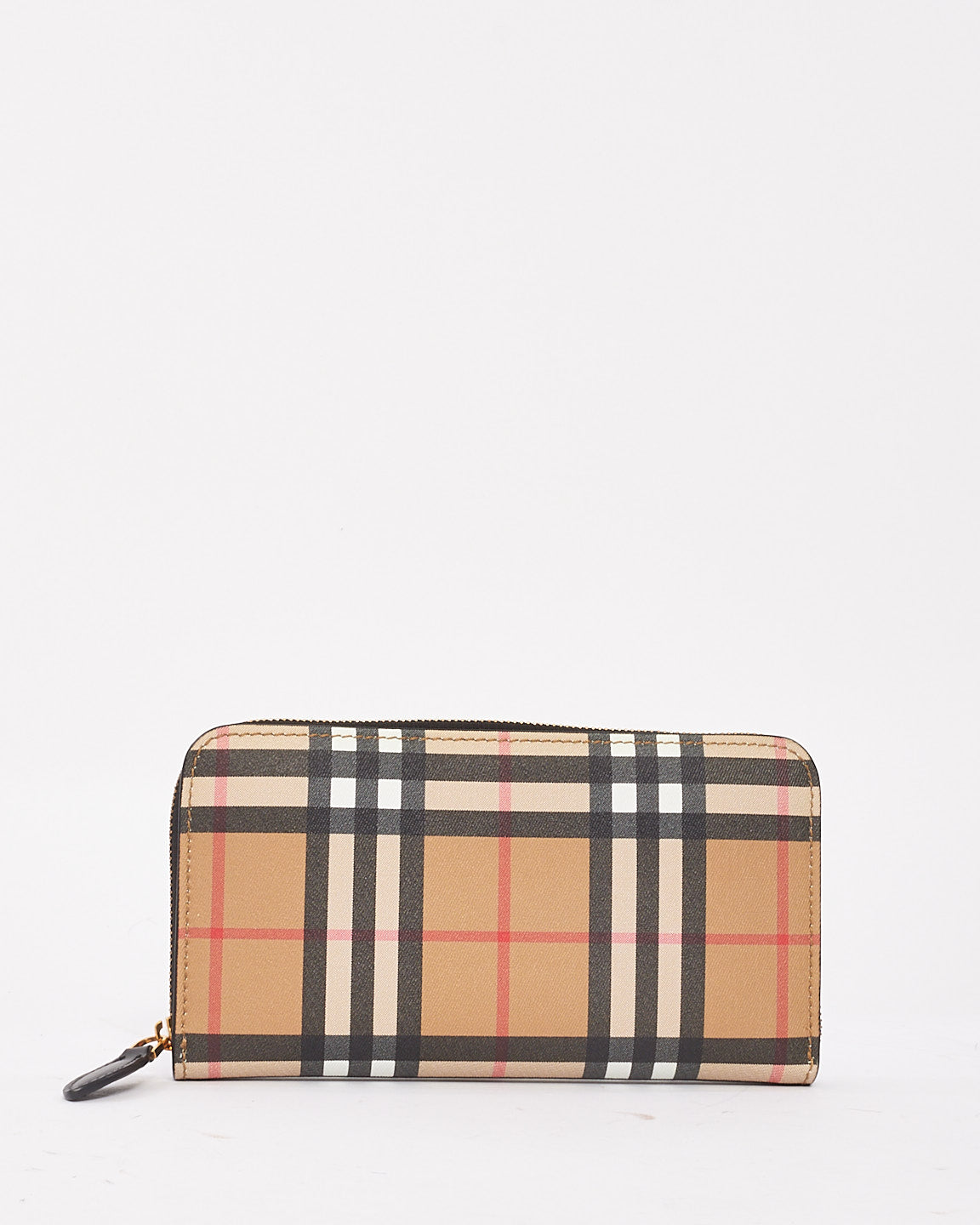 Burberry Beige Elmore Vintage Check Coated Canvas Long Zip Wallet