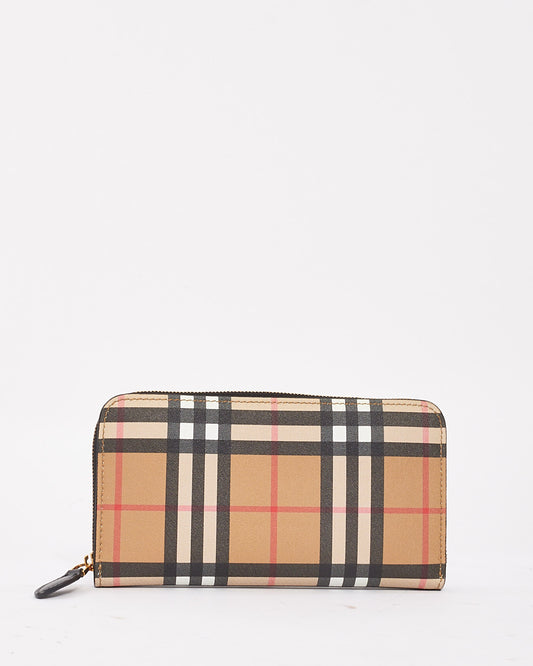 Burberry Beige Elmore Vintage Check Coated Canvas Long Zip Wallet