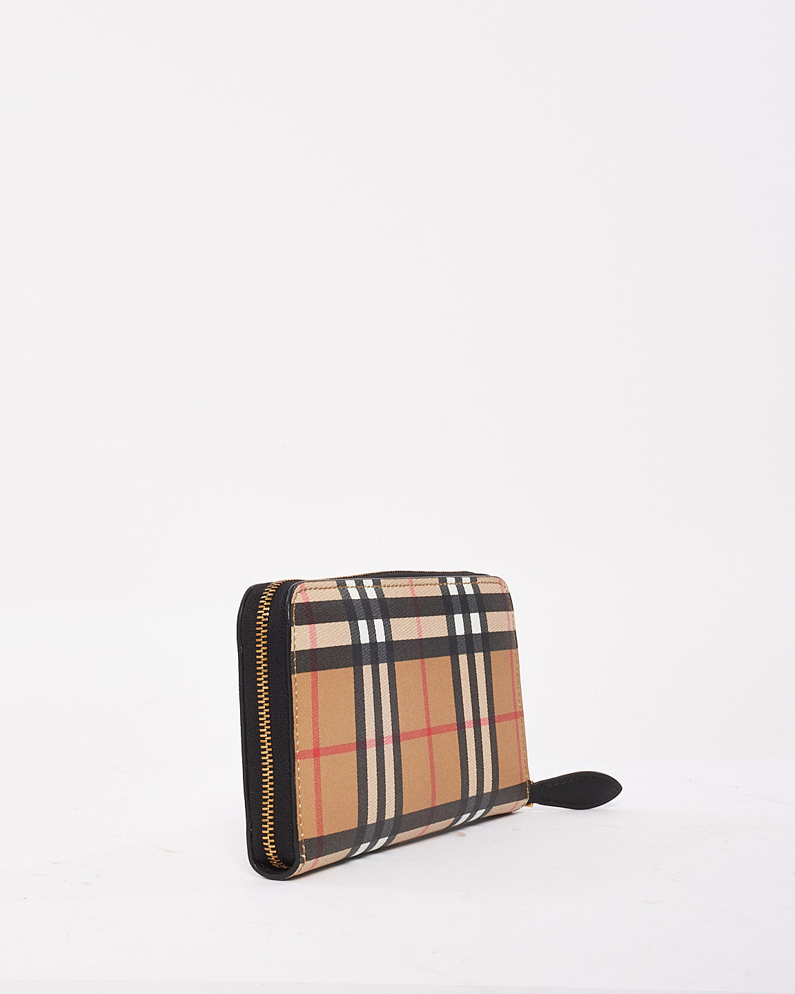 Burberry Beige Elmore Vintage Check Coated Canvas Long Zip Wallet