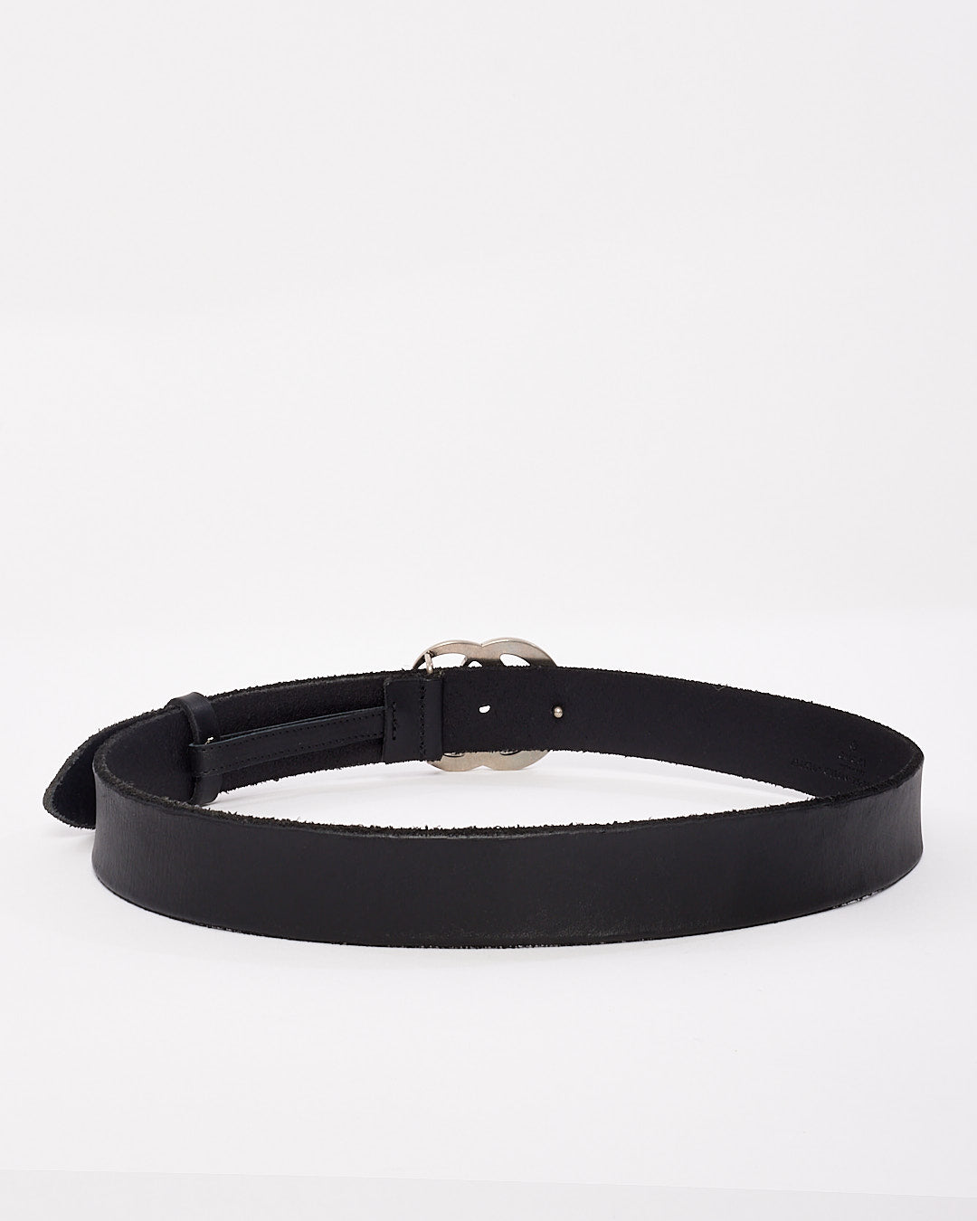 Gucci Black Leather Silver GG Marmont Belt - 75/30