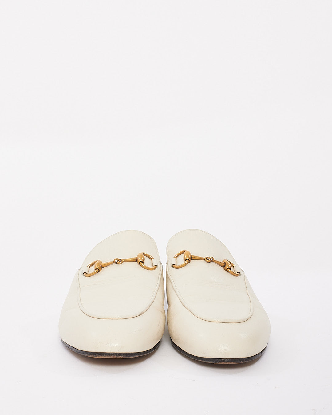 Gucci Cream Leather Princetown Loafer Slip On Flats - 38