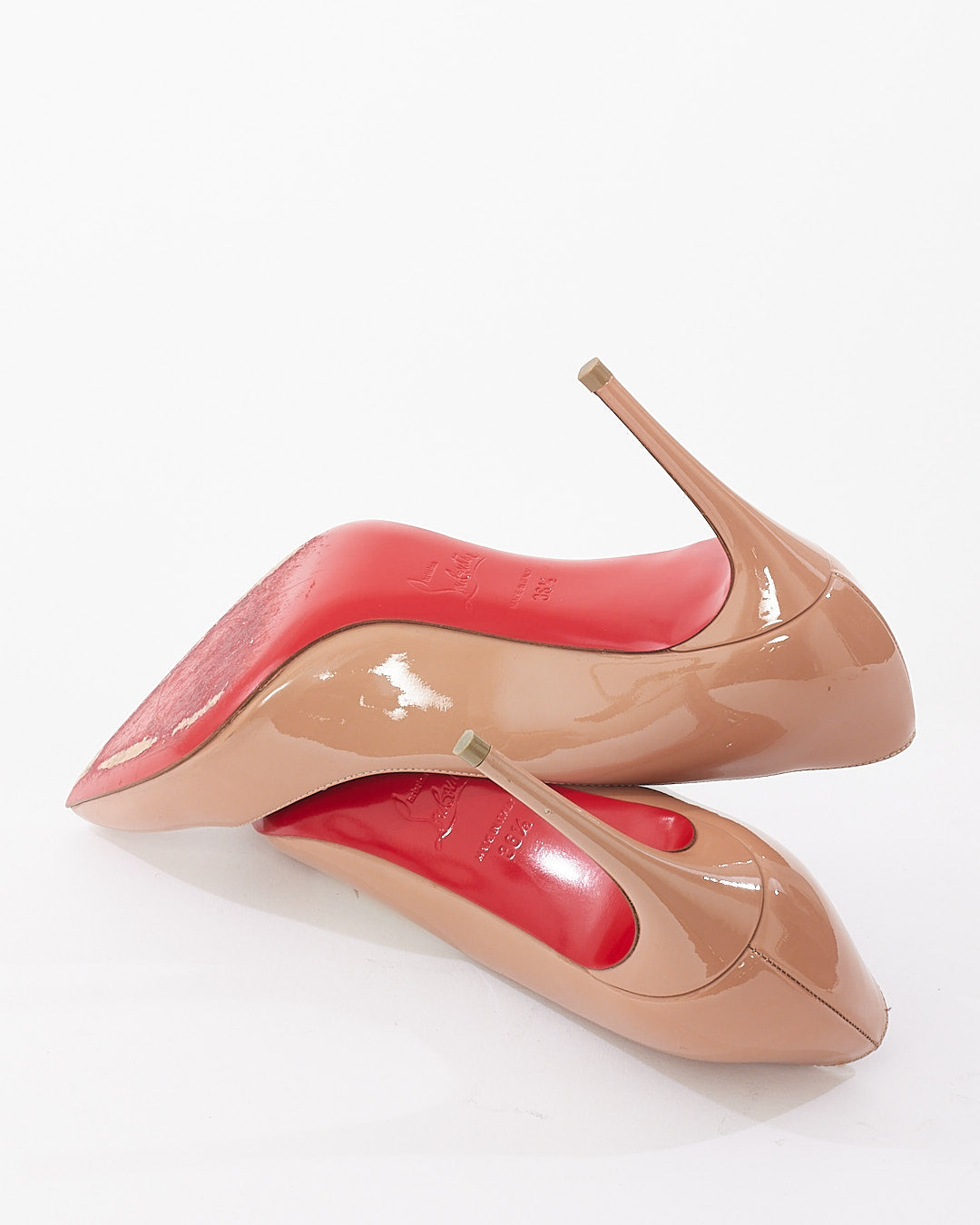 Christian Louboutin Beige Patent Leather Pigalle Pumps - 36.5