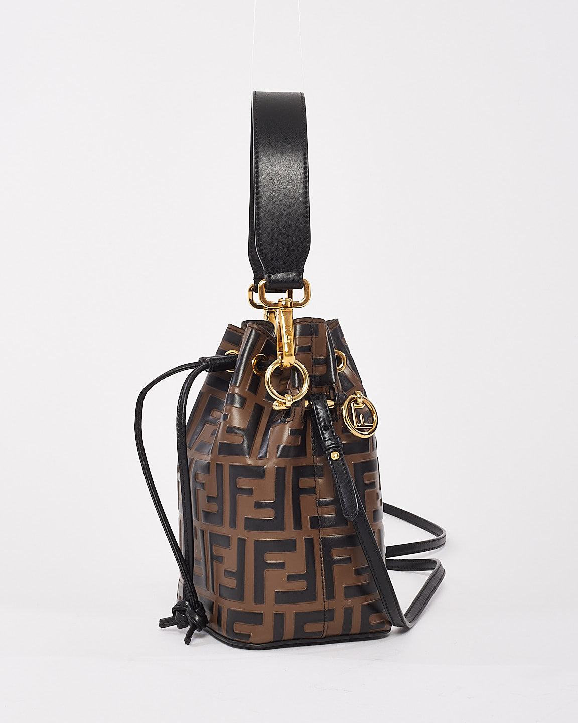 Fendi Brown Monogram Leather Mini Mon Tresor Bucket Bag