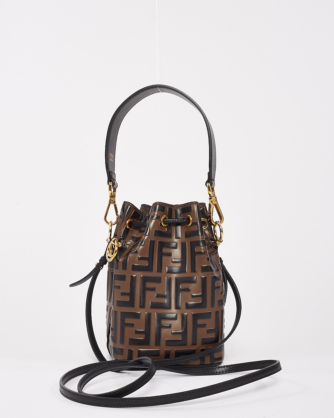 Fendi Brown Monogram Leather Mini Mon Tresor Bucket Bag