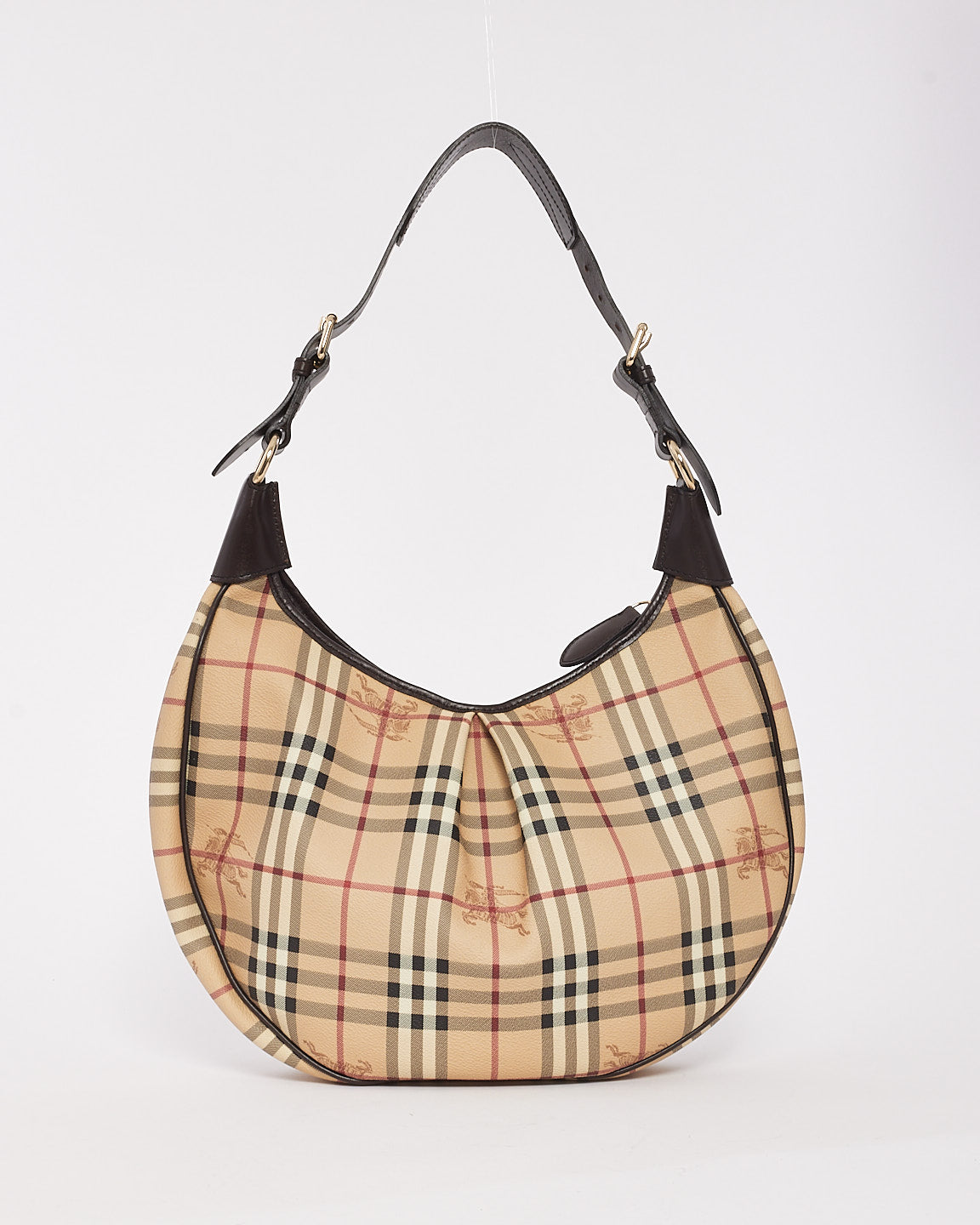 Burberry Haymarket Check Leather Hobo Shoulder Bag