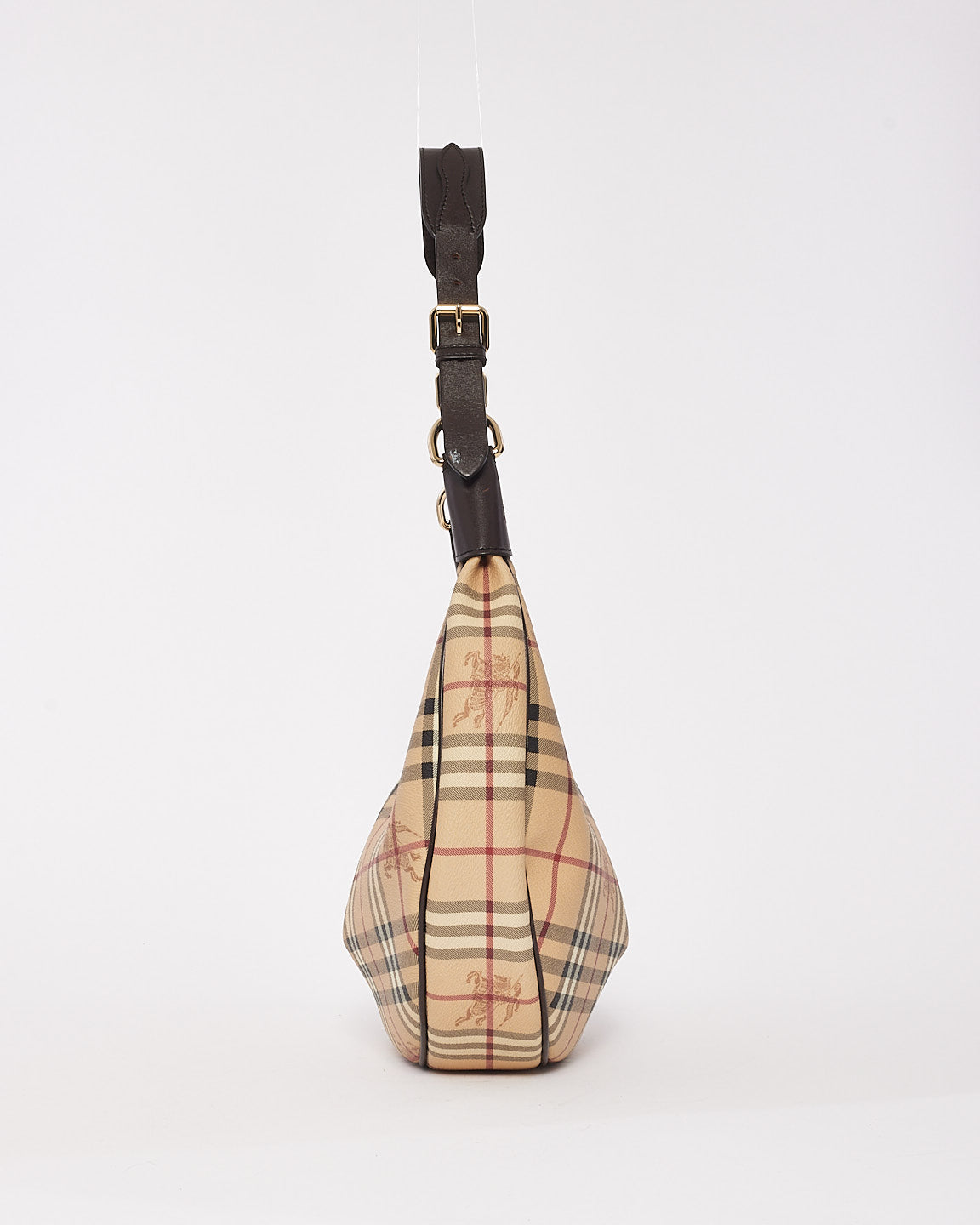 Burberry Haymarket Check Leather Hobo Shoulder Bag