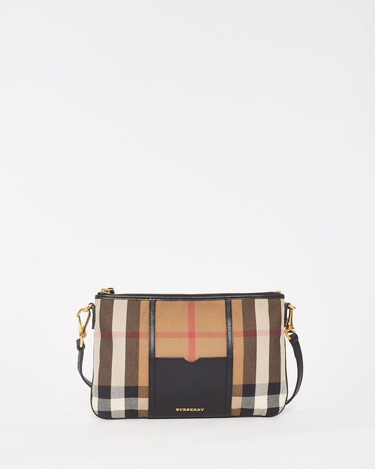 Burberry Classic Plaid Canvas Peyton Crossbody Bag