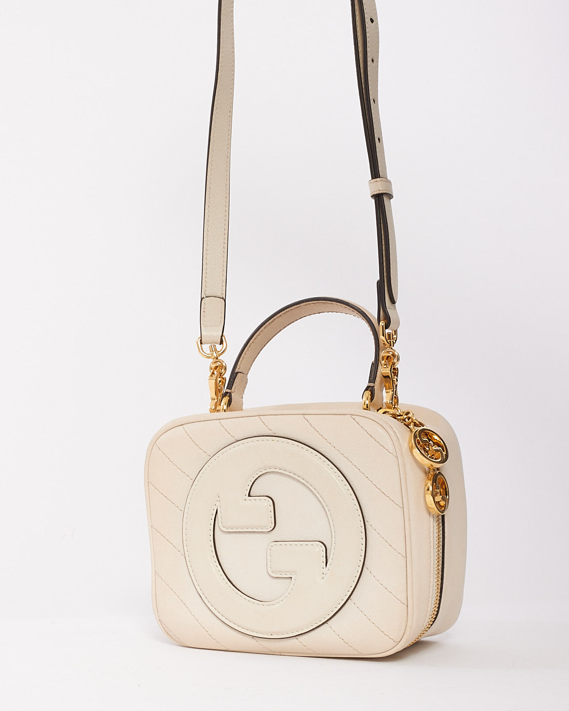 Gucci Off White Leather Blondie Top Handle Bag