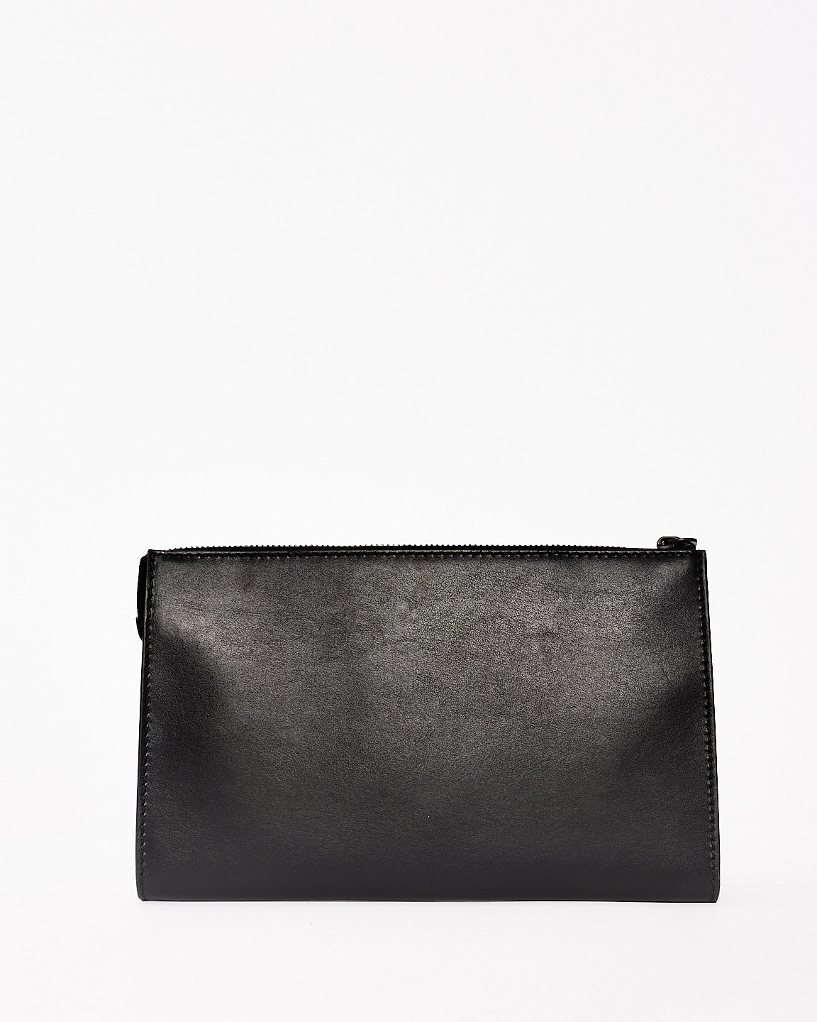 Salvatore Ferragamo Black Leather Embossed Logo Wristlet Clutch