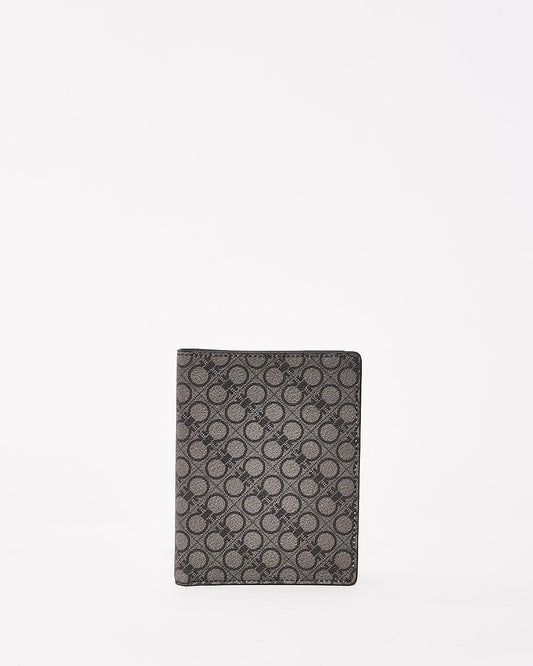 Salvatore Ferragamo Grey Monogram Canvas Flap Wallet