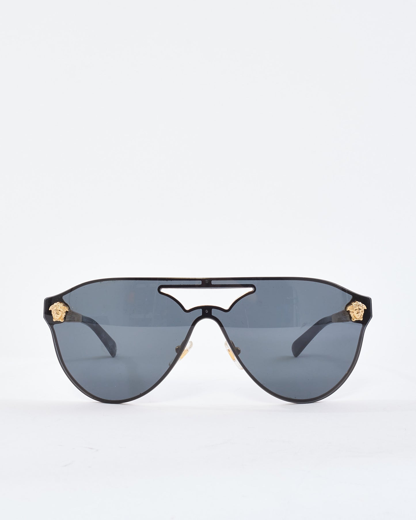 Versace Black 
Gold Medusa Head Aviator MOD2161 Sunglasses