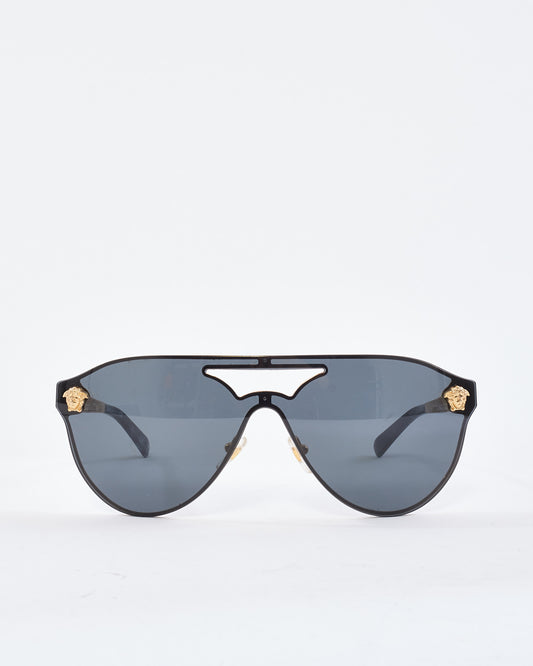 Versace Black 
Gold Medusa Head Aviator MOD2161 Sunglasses