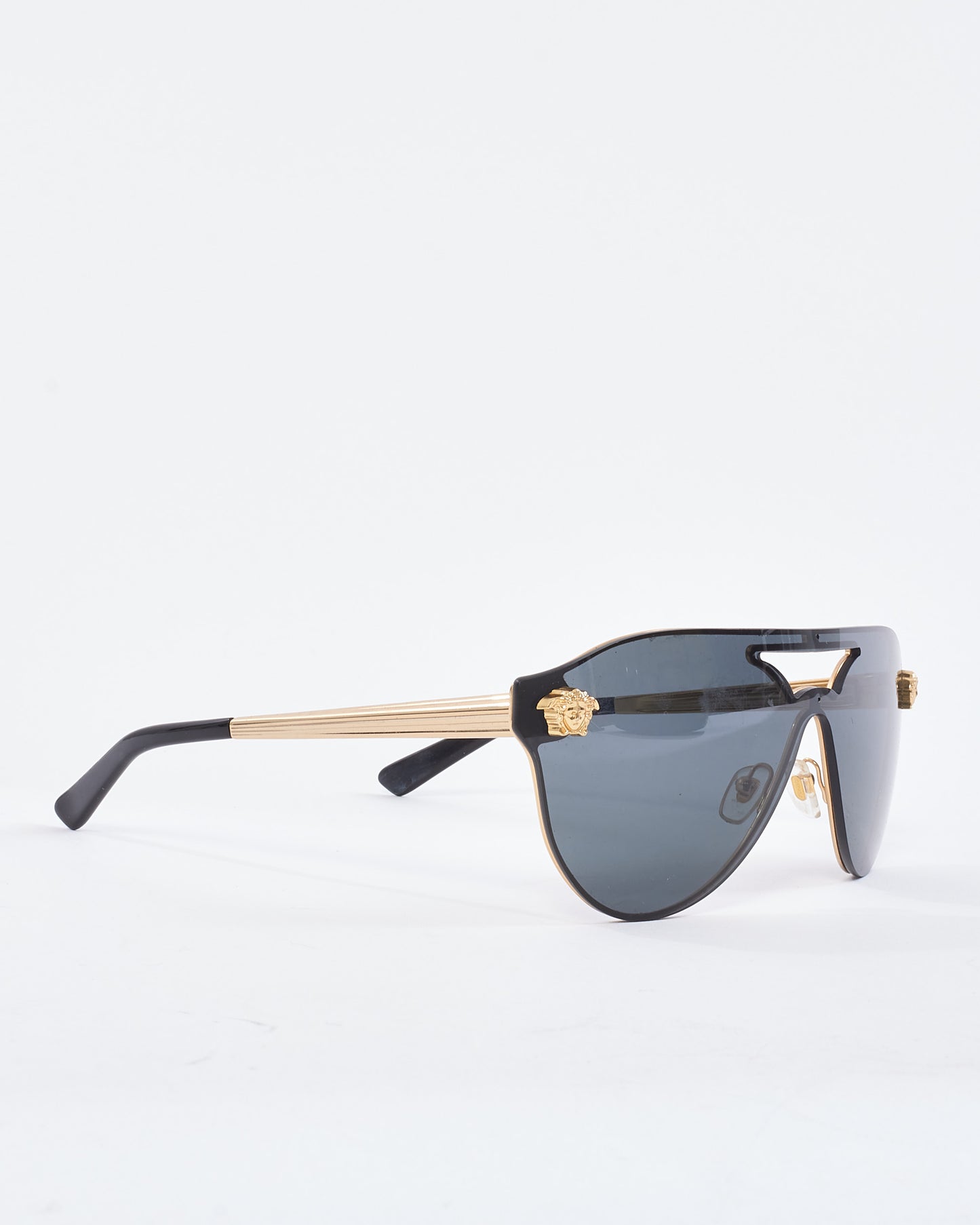 Versace Black 
Gold Medusa Head Aviator MOD2161 Sunglasses