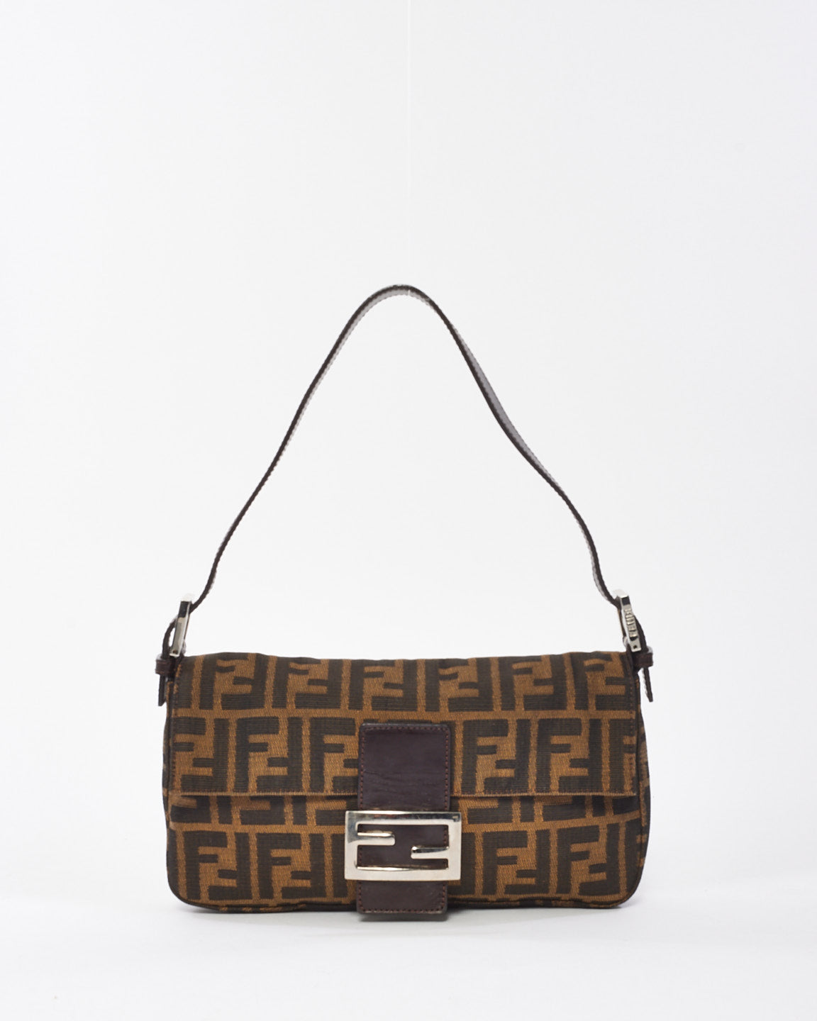 Fendi Tobacco Zucca Print Canvas Baguette Shoulder Bag