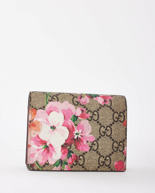 Gucci Beige GG Supreme Coated Canvas Blooms Bifold Wallet