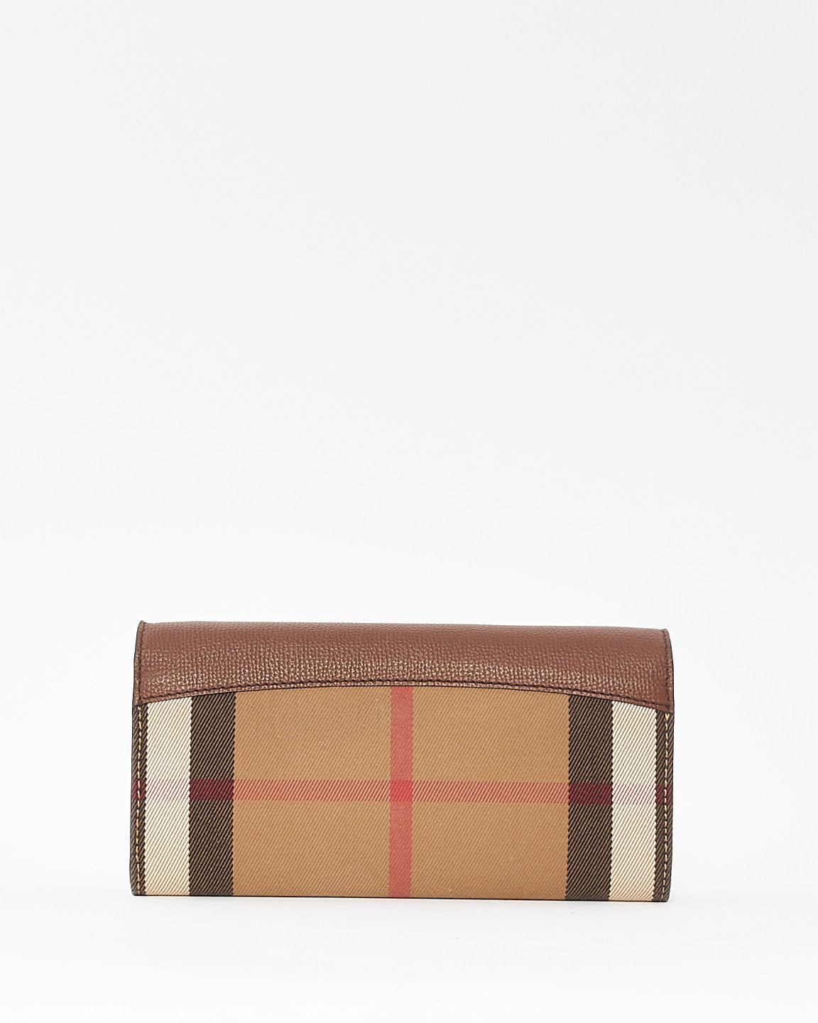 Burberry Check Canvas 
Brown Leather Henley Wallet On Chain