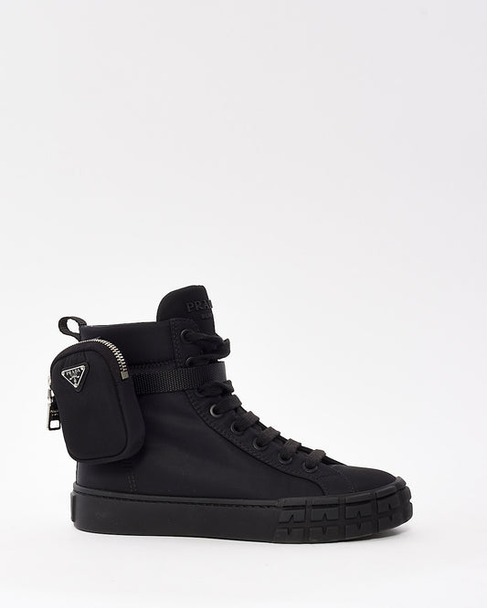 Prada Black Nylon Wheel High Top Pocket Sneakers - 36.5