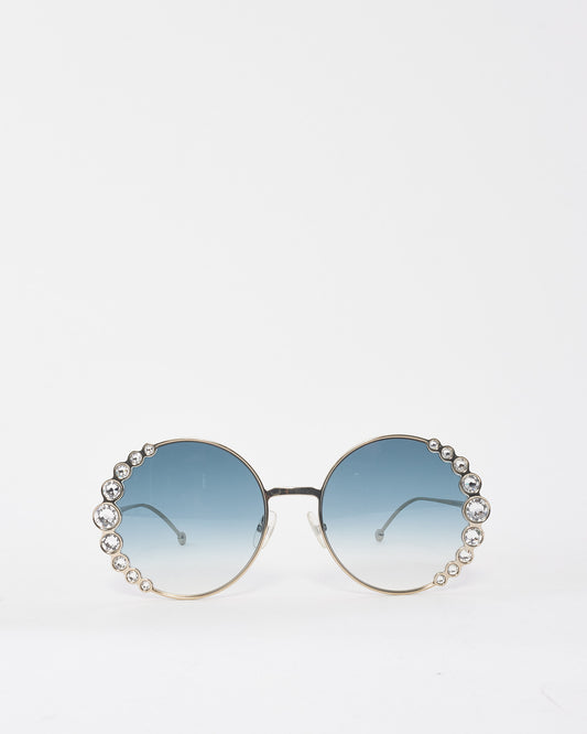 Fendi Blue/Silver Gradient Lens FF 0324/S Round Frame Sunglasses