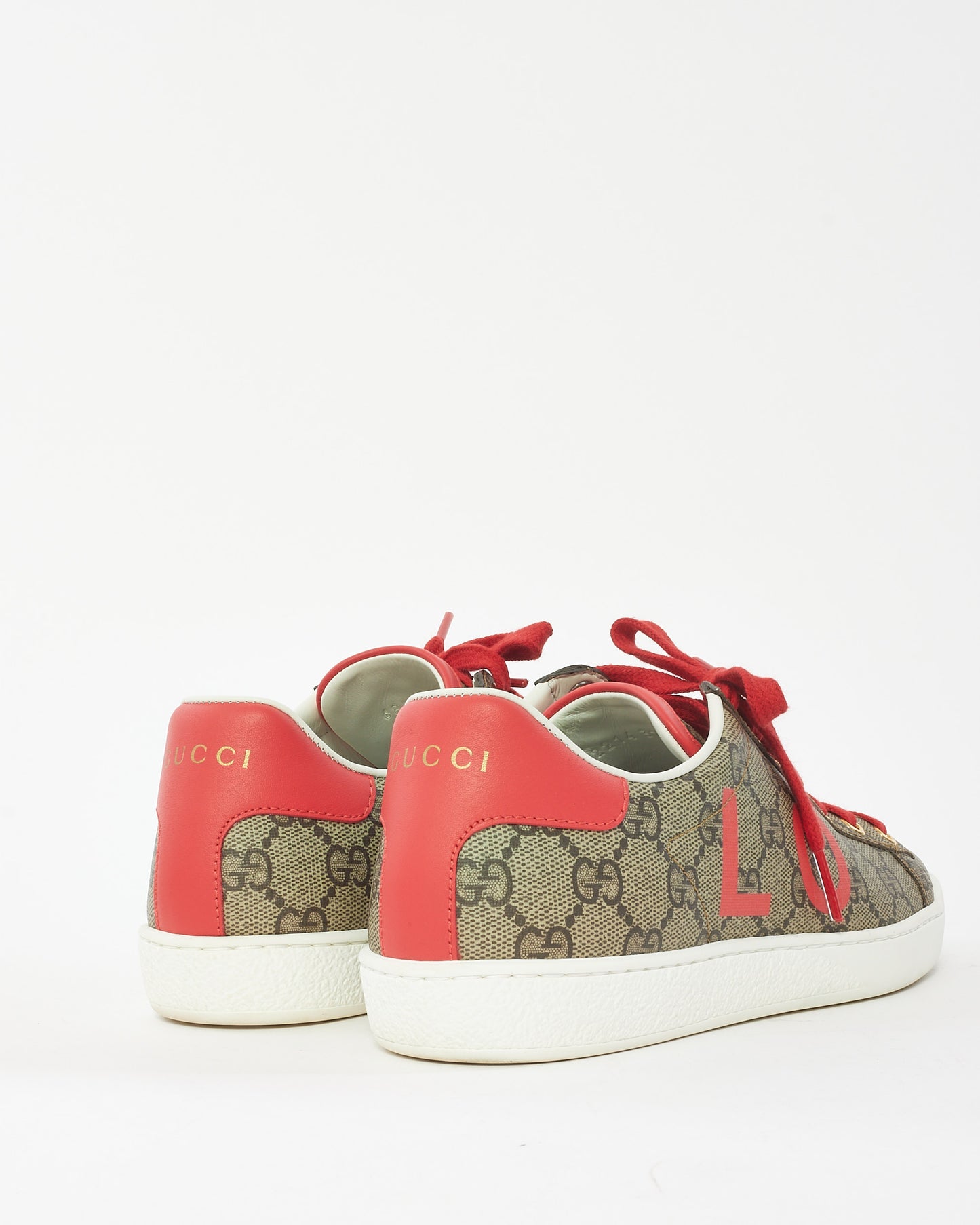 Gucci Beige Monogram GG Supreme Canvas Ace LOVE Sneakers - 37