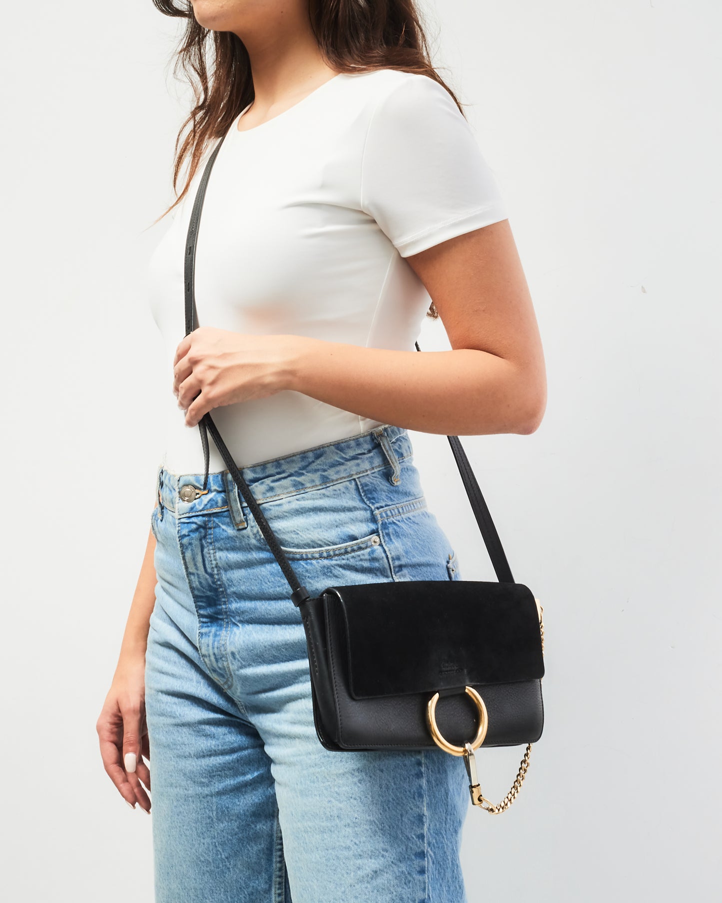 Chloé Black Suede 
Leather Faye Crossbody Bag