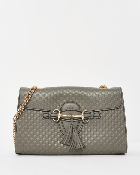 Gucci Grey Leather Guccissima Emily Shoulder Bag