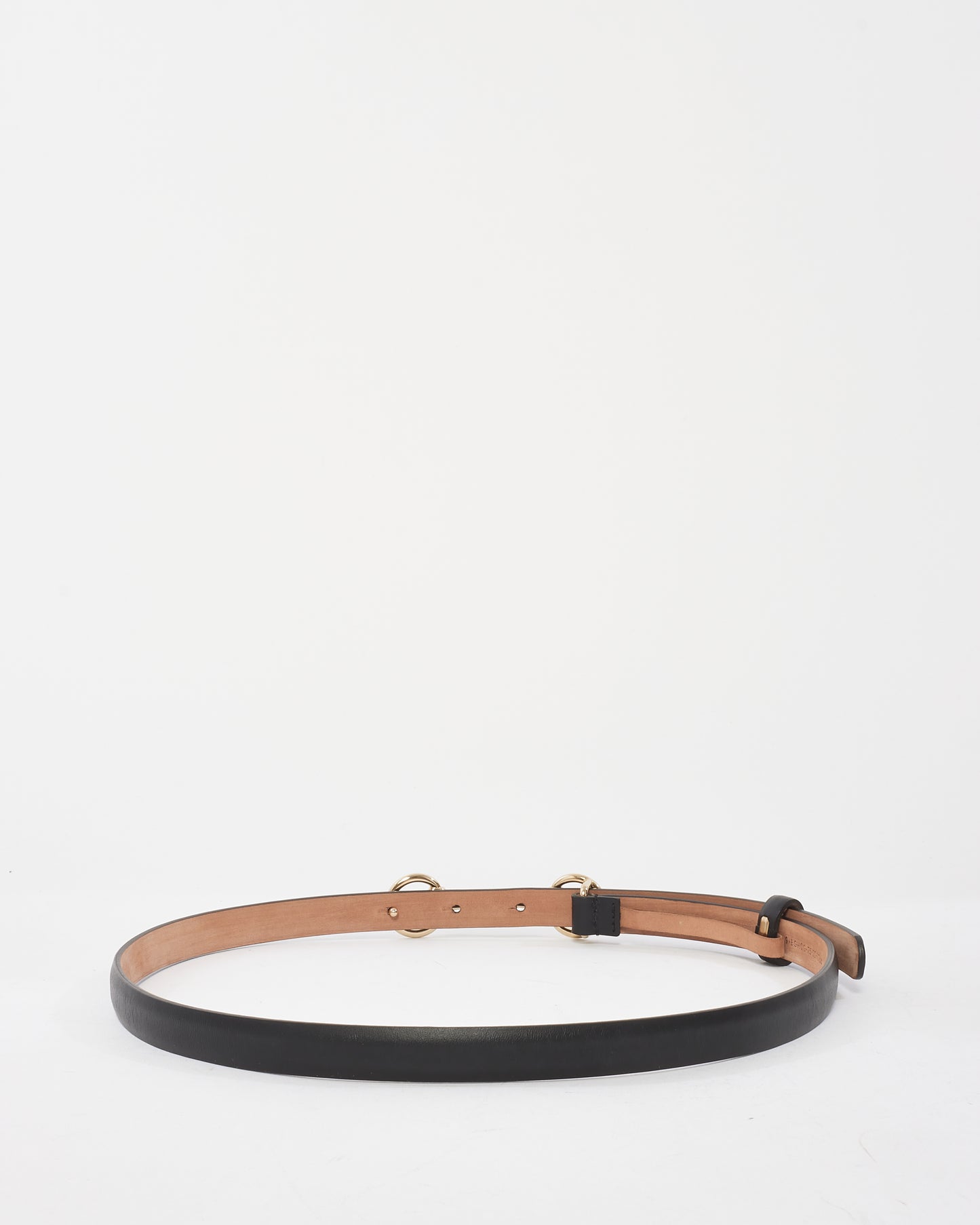 Gucci Black Leather Thin Horsebit Belt - 75/30