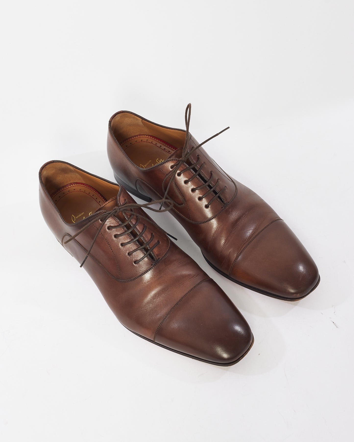 Christian Louboutin Brown Leather Lace Up Dress Shoes - 44.5 MEN