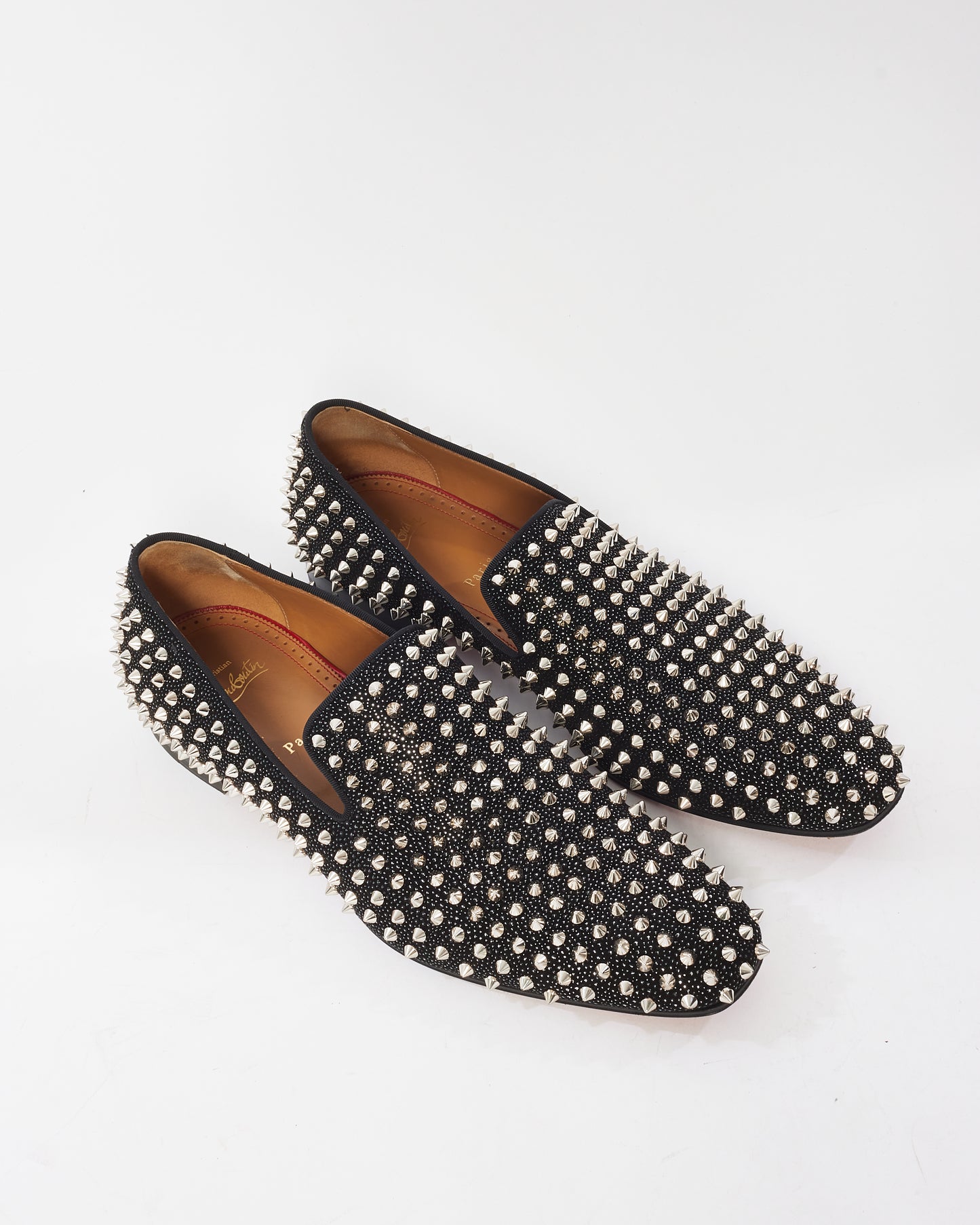 Christian Louboutin Black Roller Boy Silver Spike Dress Shoe - 45 MEN