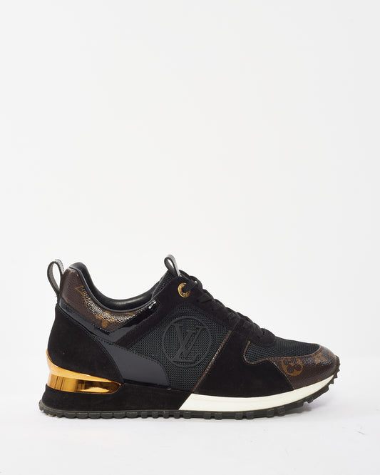 Louis Vuitton Black Suede 
Monogram Run Away Sneaker - 37