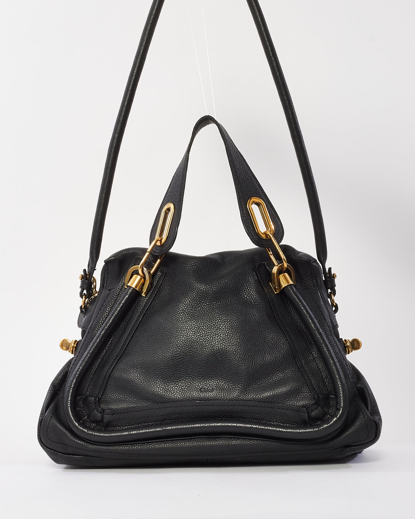 Chloé Black Pebbled Leather Paraty 2Way Bag