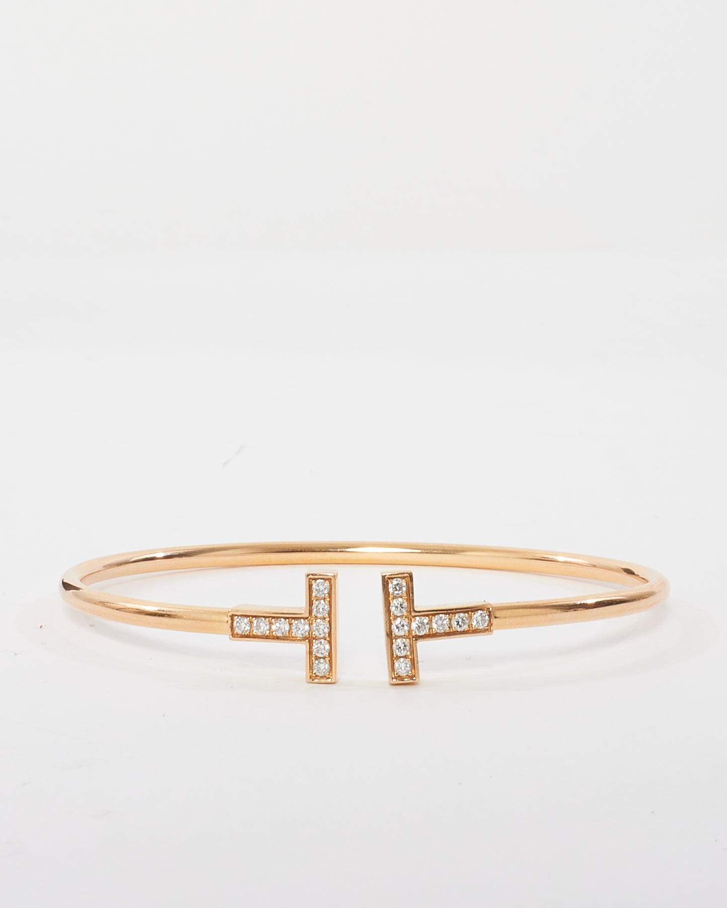 Tiffany 
Co. 18K Rose Gold Tiffany T Wire Bracelet With Diamonds