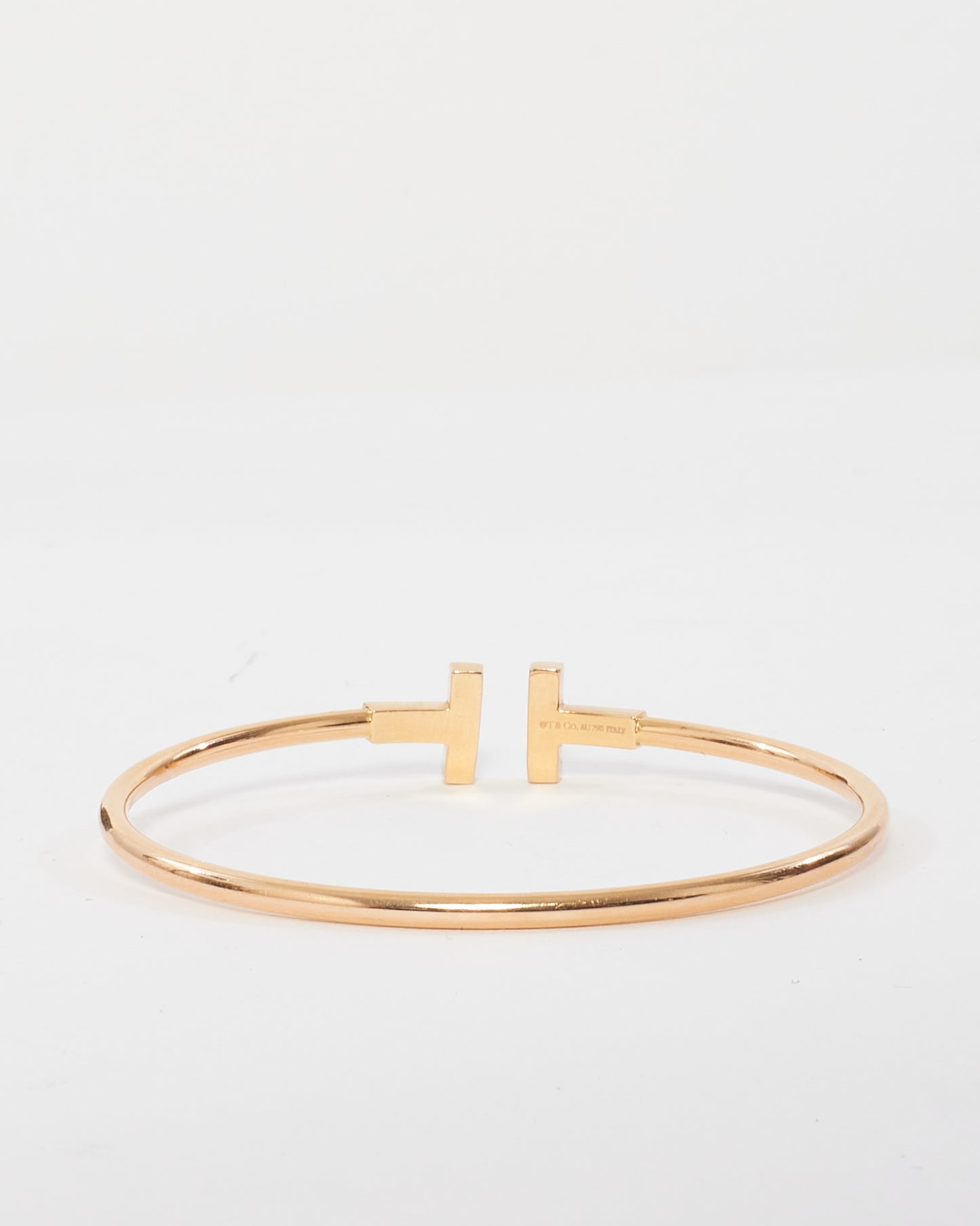 Tiffany 
Co. 18K Rose Gold Tiffany T Wire Bracelet With Diamonds