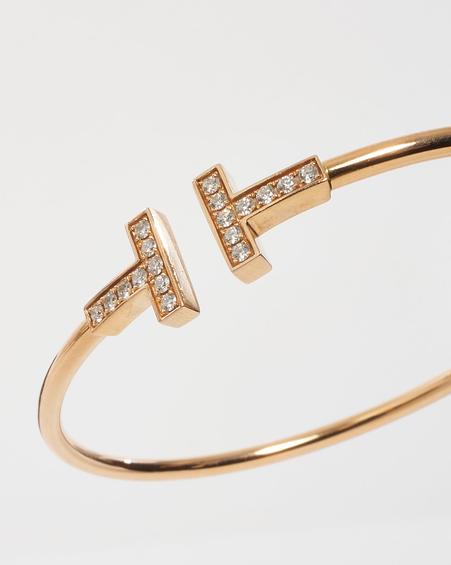 Tiffany 
Co. 18K Rose Gold Tiffany T Wire Bracelet With Diamonds