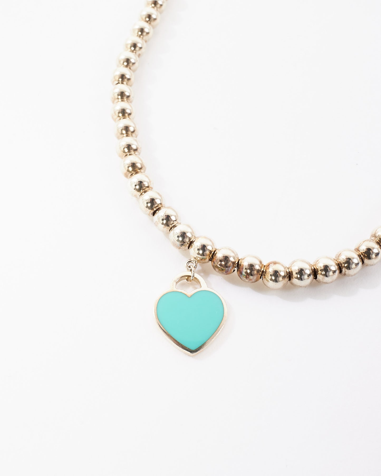 Tiffany 
Co. Silver Bead Turquoise Heart Tag Necklace