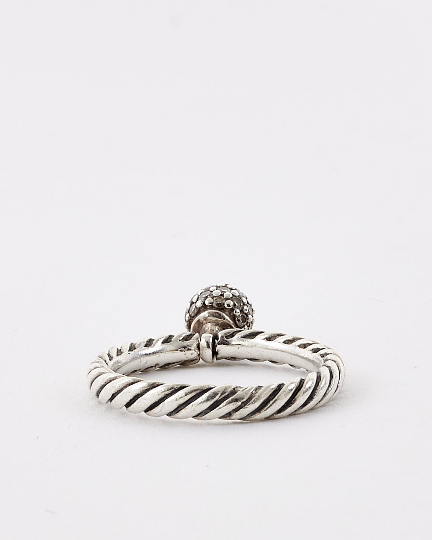 David Yurman Silver Pavé Dangle Ring - 5