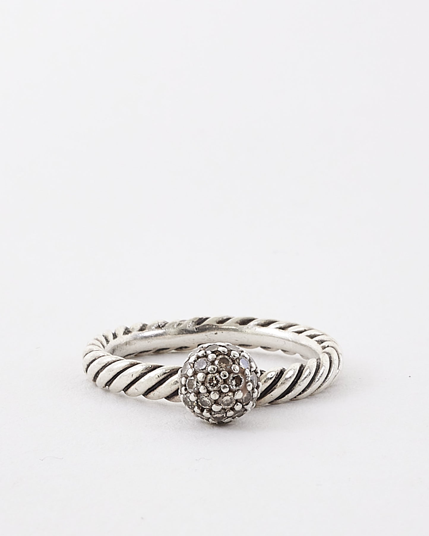 David Yurman Silver Pavé Dangle Ring - 5