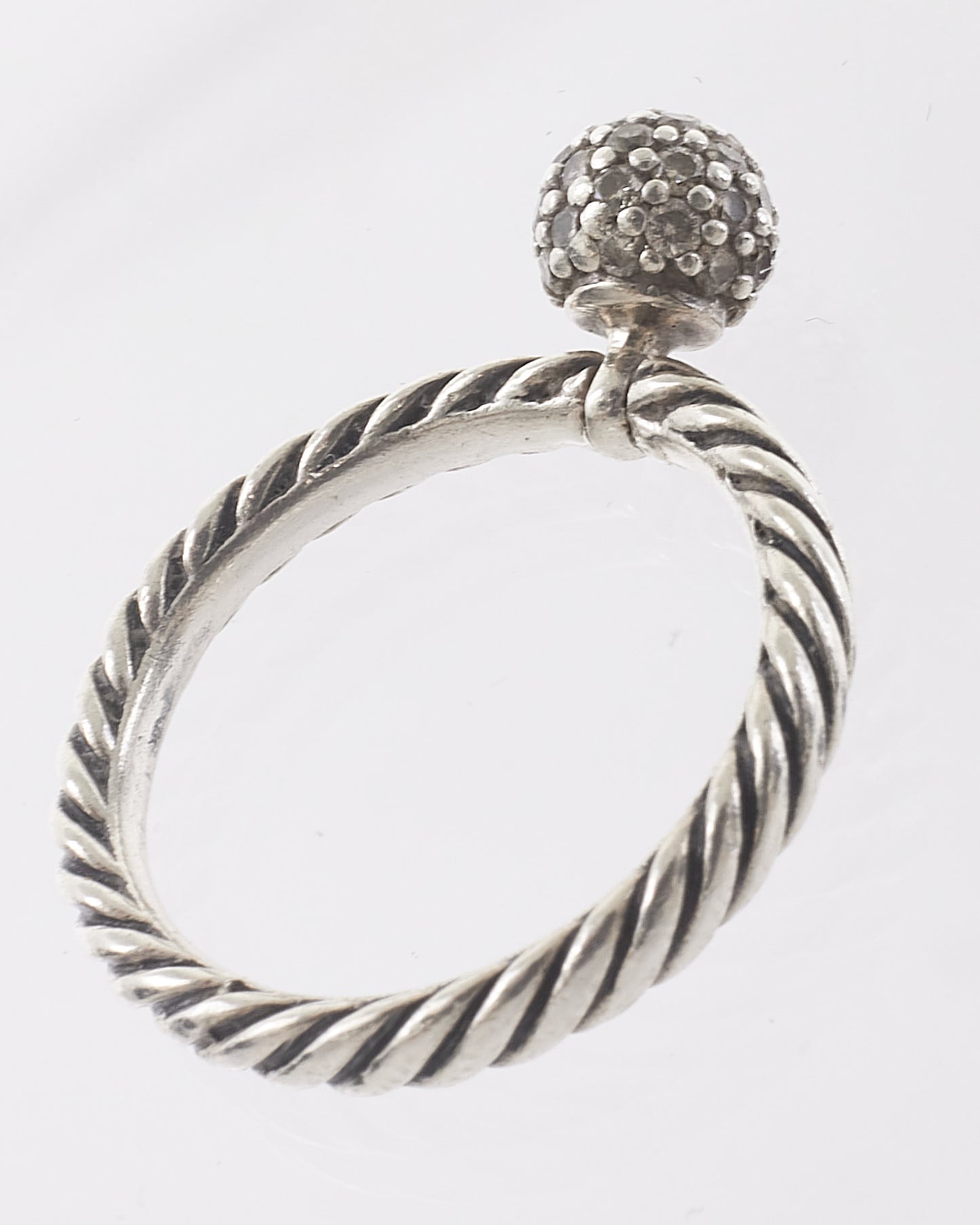 David Yurman Silver Pavé Dangle Ring - 5