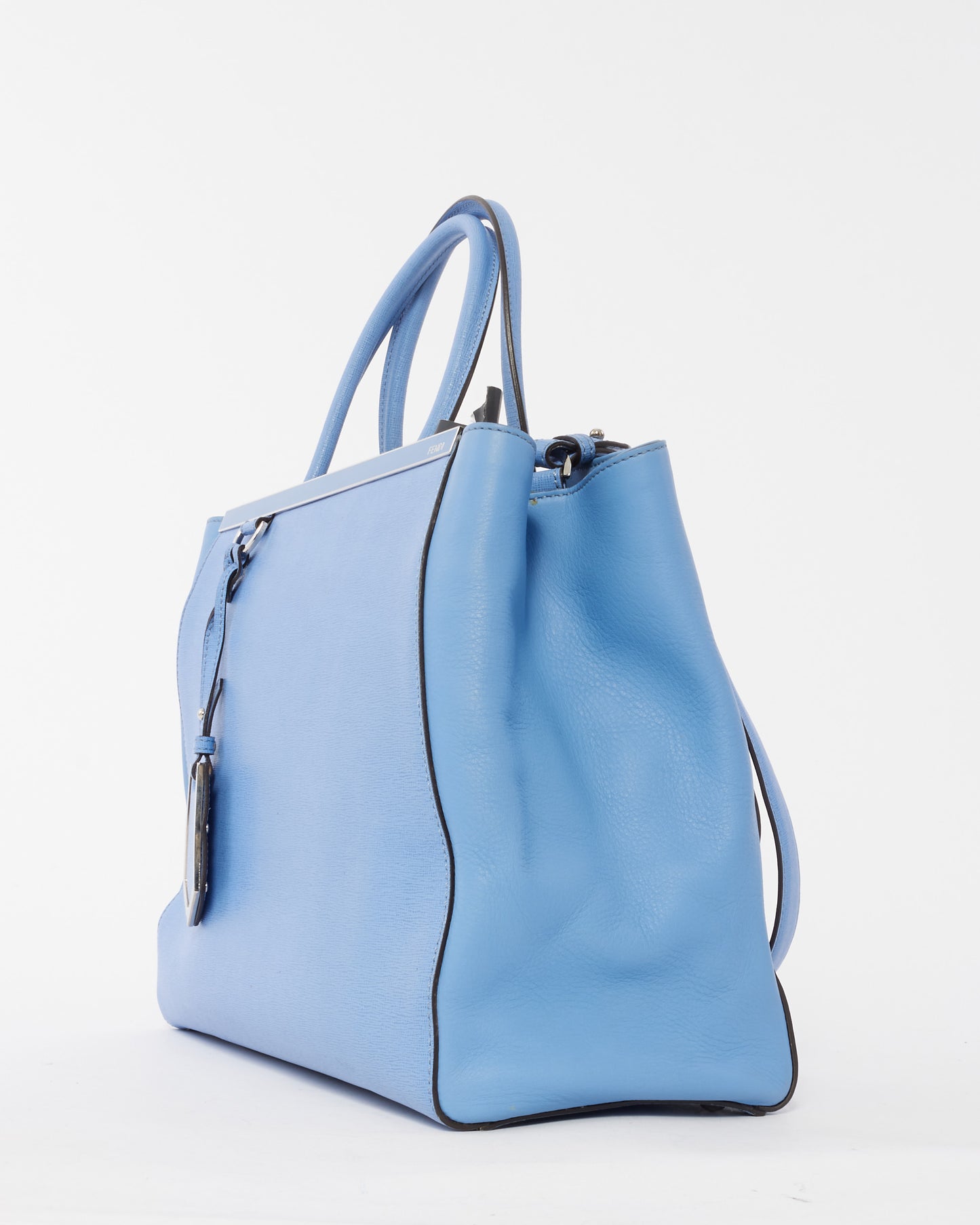 Fendi Blue Leather Medium 2Jours Tote Bag