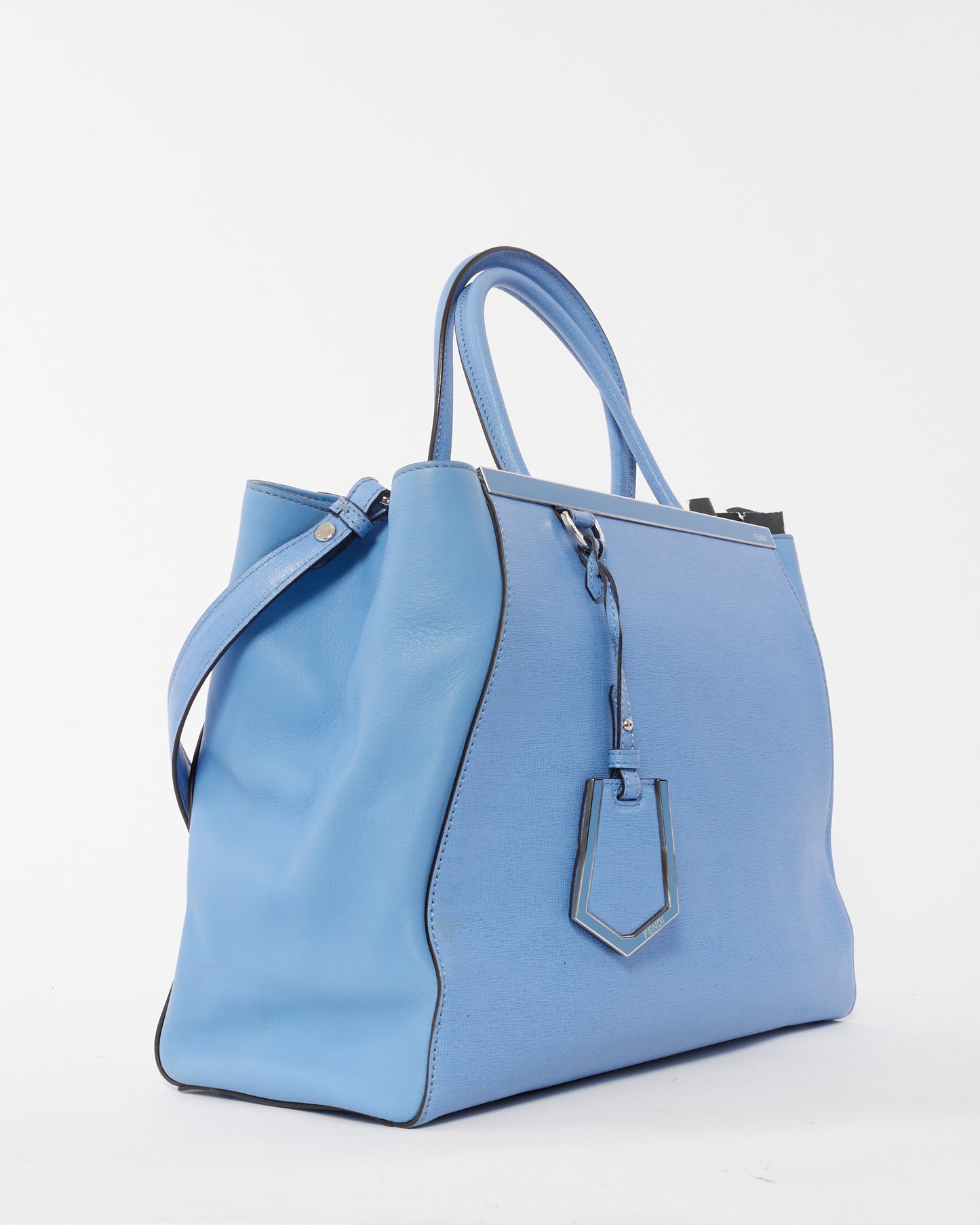 Fendi Blue Leather Medium 2Jours Tote Bag