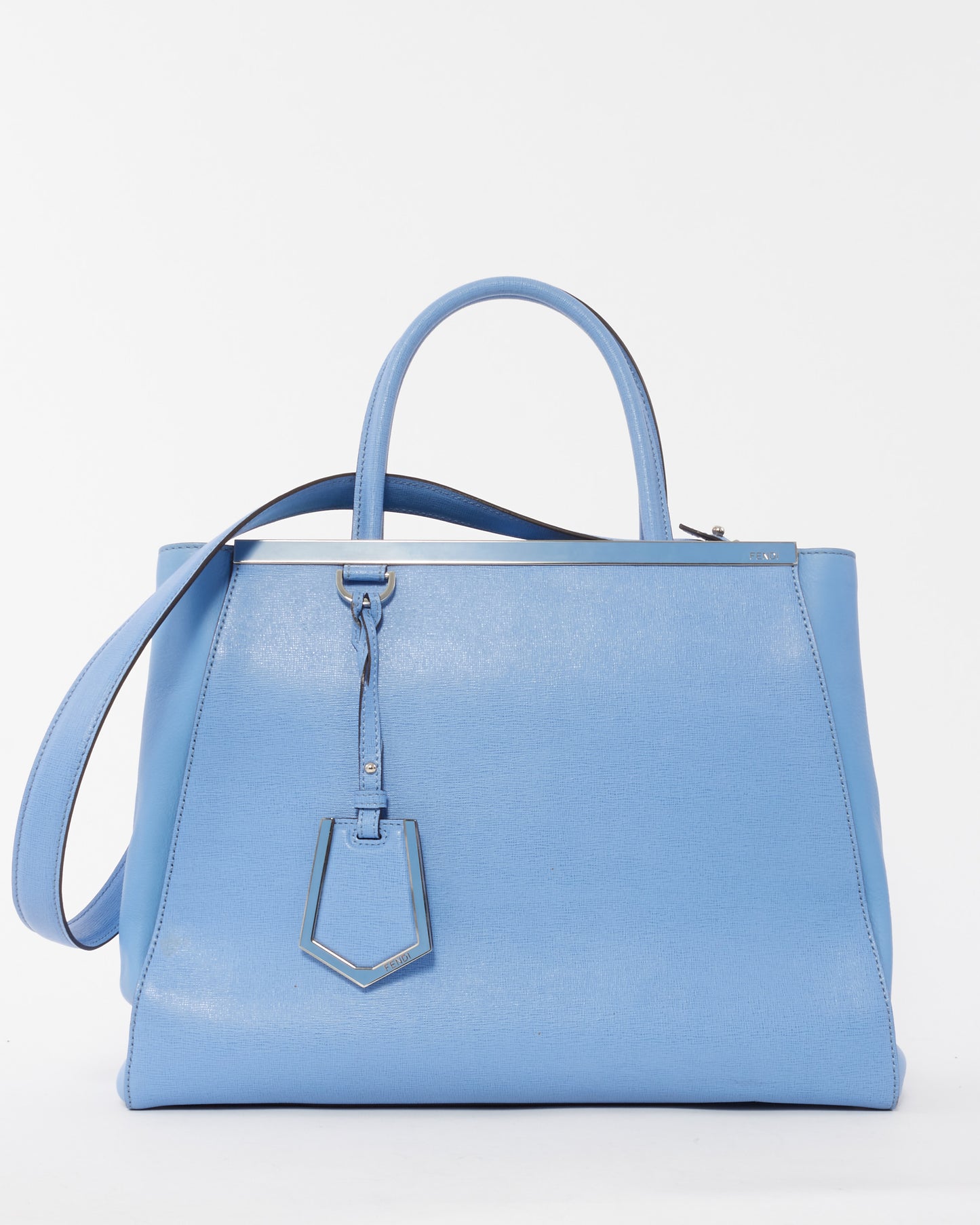 Fendi Blue Leather Medium 2Jours Tote Bag