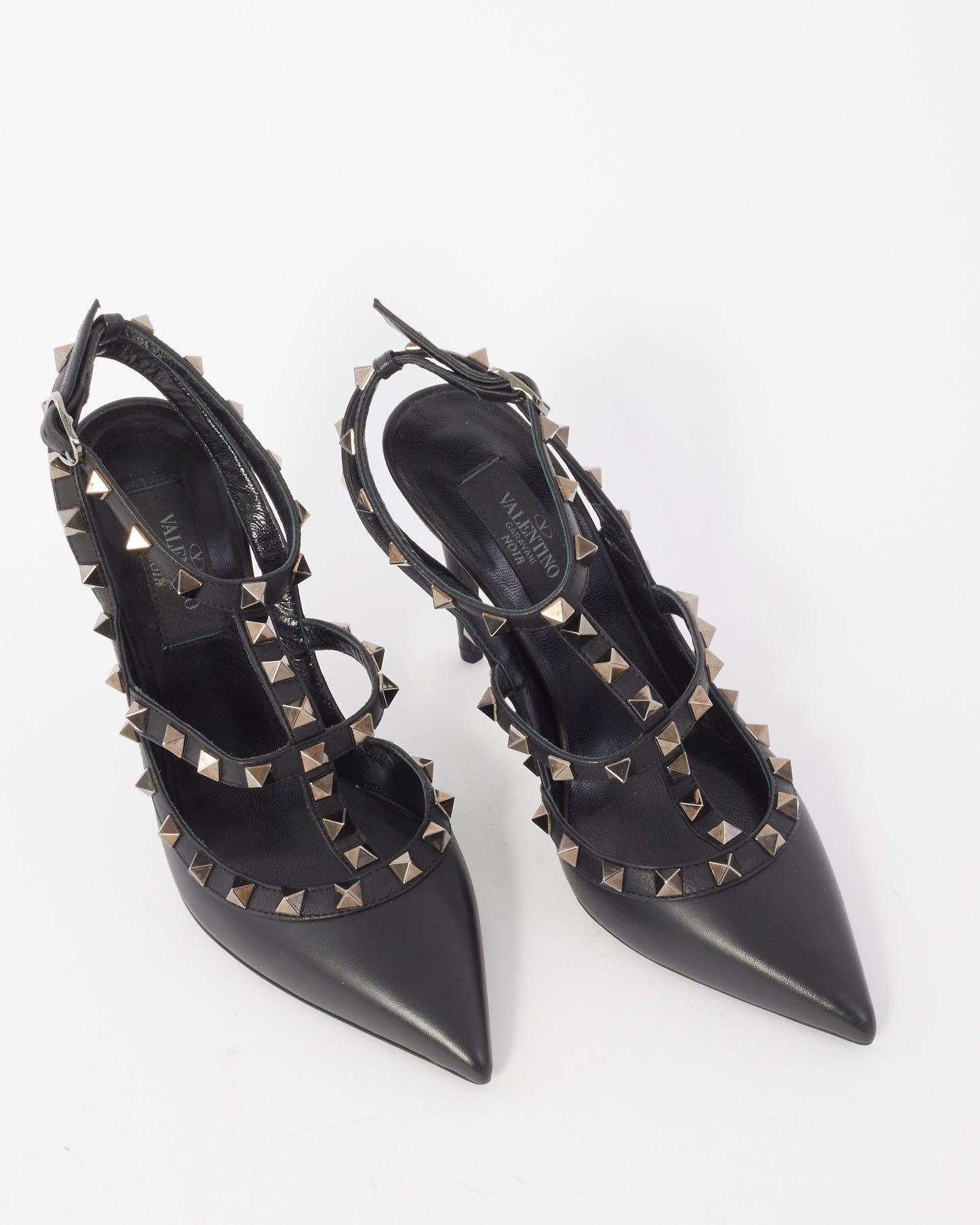 Valentino Black Leather "Noir" Ankle Strap Rockstud Pumps - 36