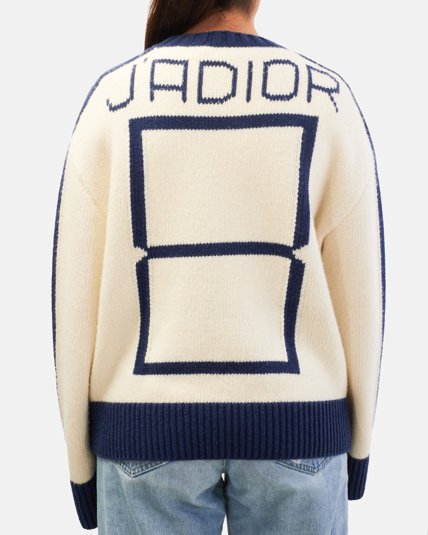 Dior Blue 
White C
est Non Wool 
Cashmere Knit Sweater - 40