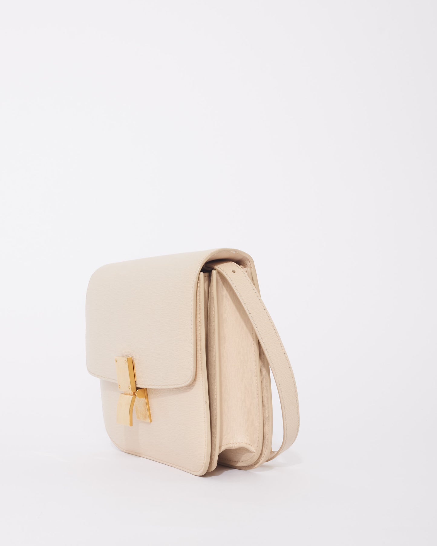 Celine Light Beige Calfskin Leather Box Bag