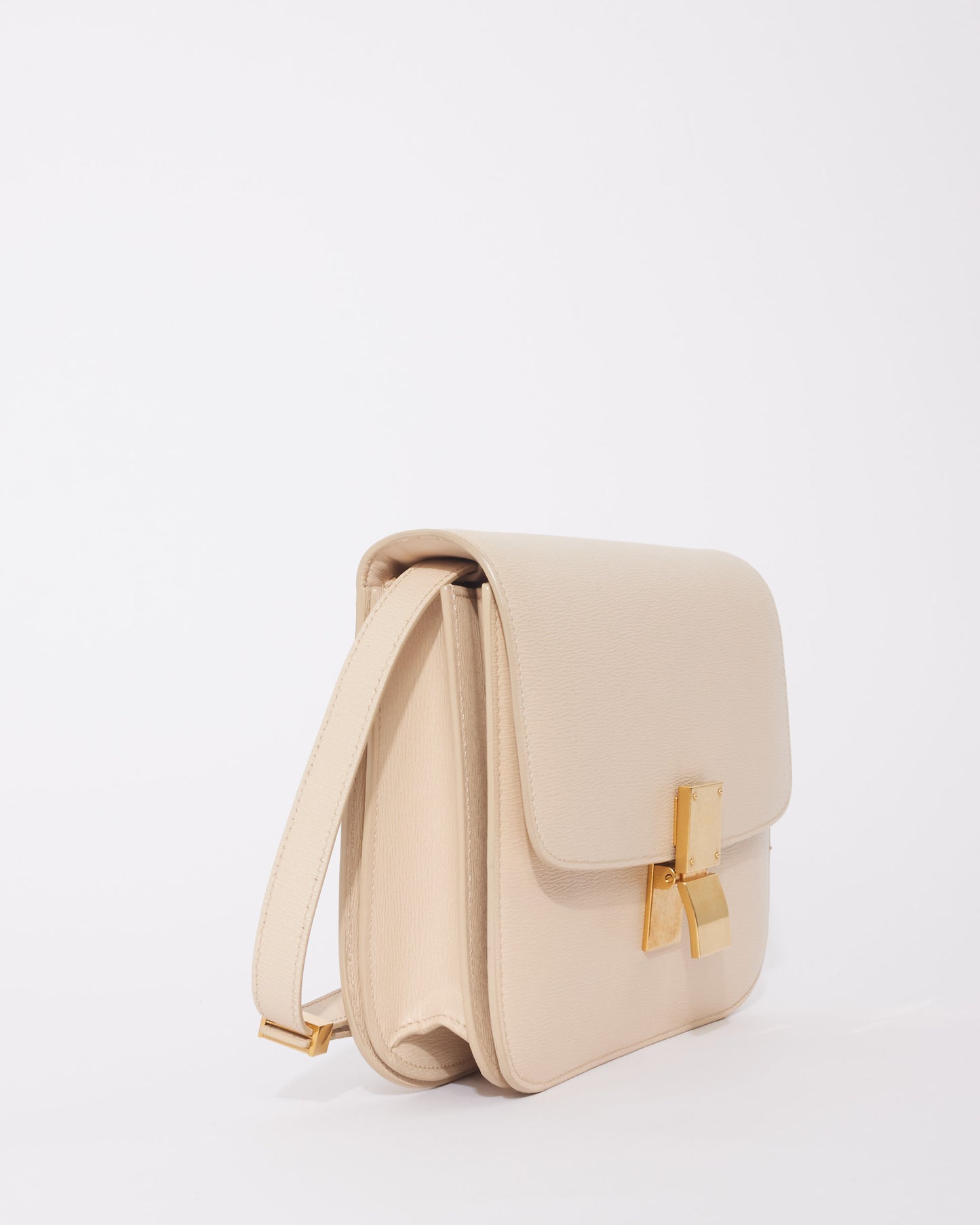 Celine Light Beige Calfskin Leather Box Bag