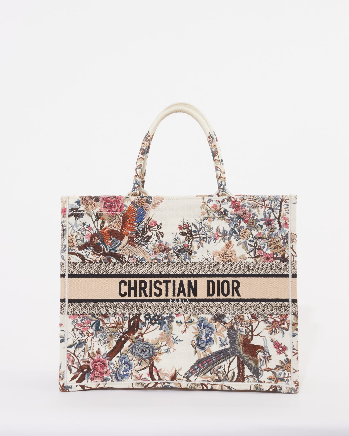 Dior White Canvas "Jardin D
Hiver" Large Book Tote