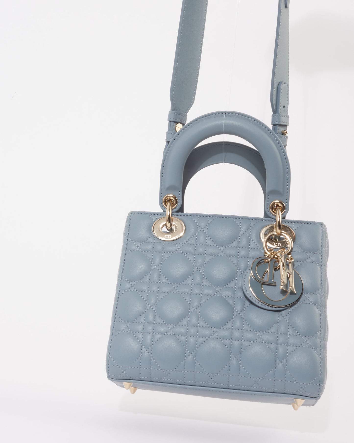 Dior Slate Blue Cannage Lambskin Leather Small Lady Dior Bag