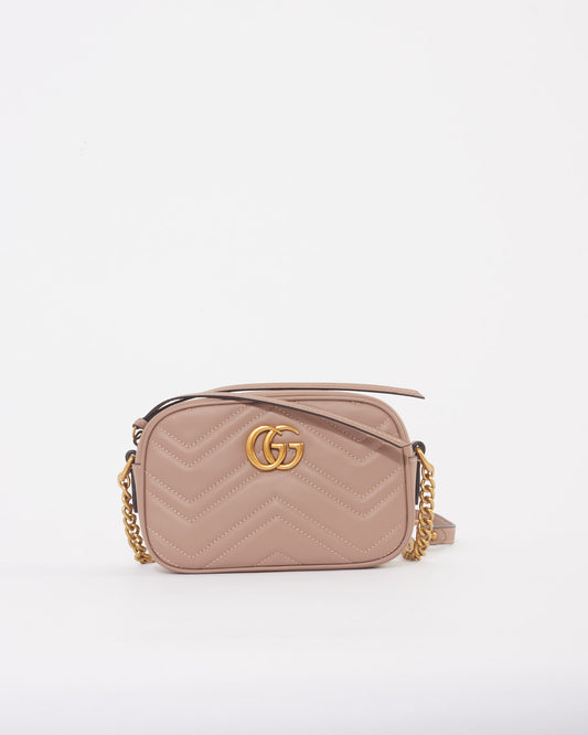 Gucci Blush Leather Marmont Mini Leather Camera Bag