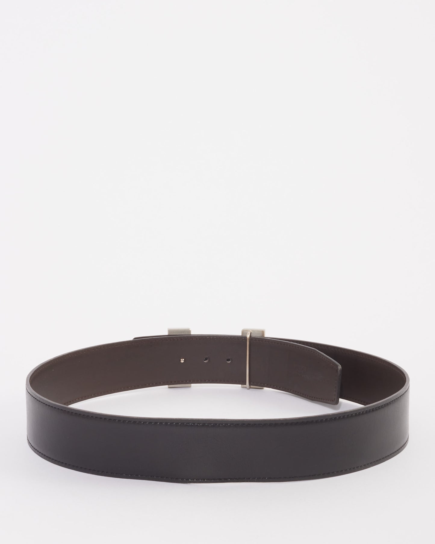 Hermès Black 
Dark Brown Reversible SHW Constance Belt - 80