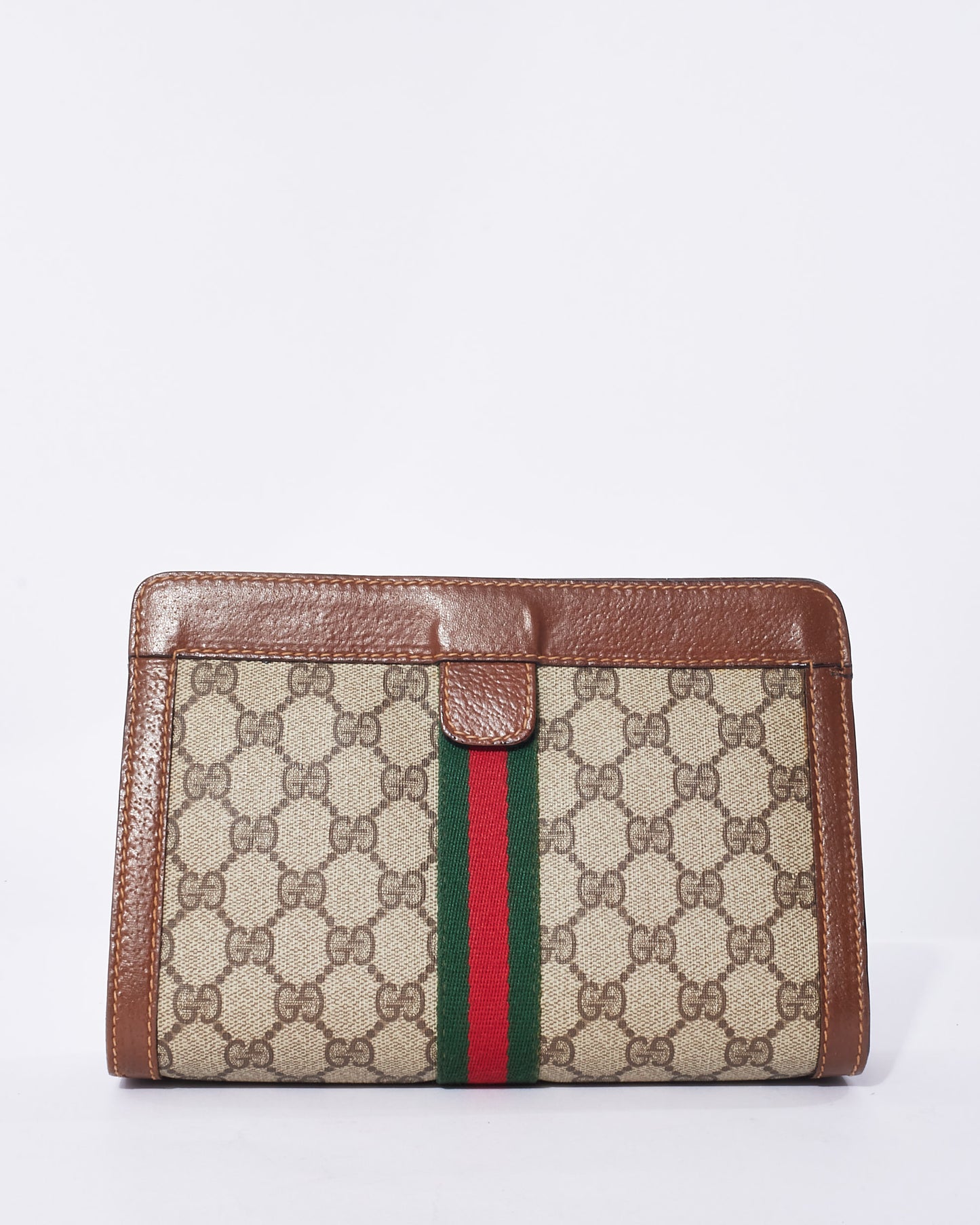 Gucci Vintage GG Monogram Coated Canvas Web Clutch/Pouch